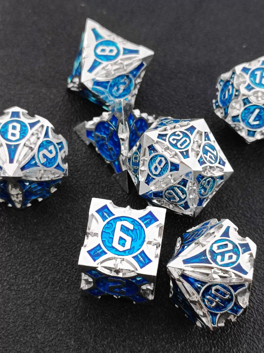 Solid Metal Sharp Edge RPG Dice Set Dragon Scale Polyhedral Gaming Dice for DND COC Warhammer Tabletop Games Collectible Gift