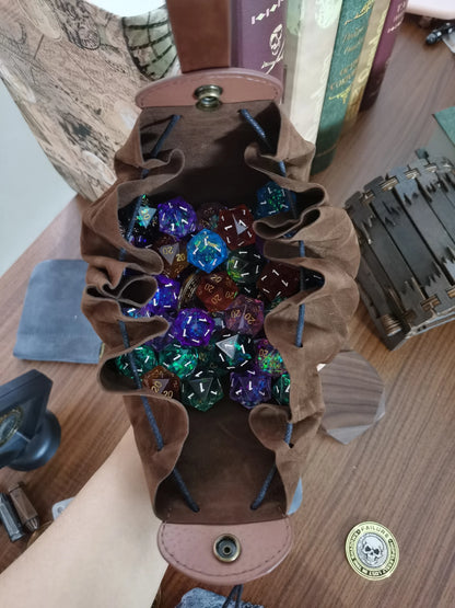 Vintage Medieval Viking Dice Bag & Belt Pouch, Drawstring Coin Purse & Rolling Tray for DND TTRPG