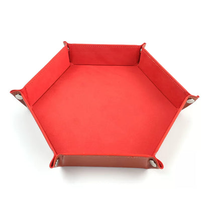 Hexagonal Velvet Dice Tray Collapsible Rolling Holder for DND RPG Tabletop Board Gaming and Storage