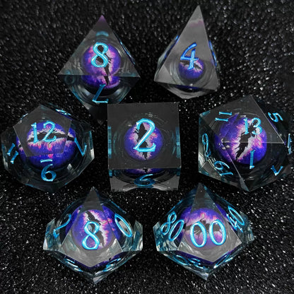 Floating Dragon Eye Polyhedral Dice Set Liquid Core RPG Dice for DND COC Tabletop Games