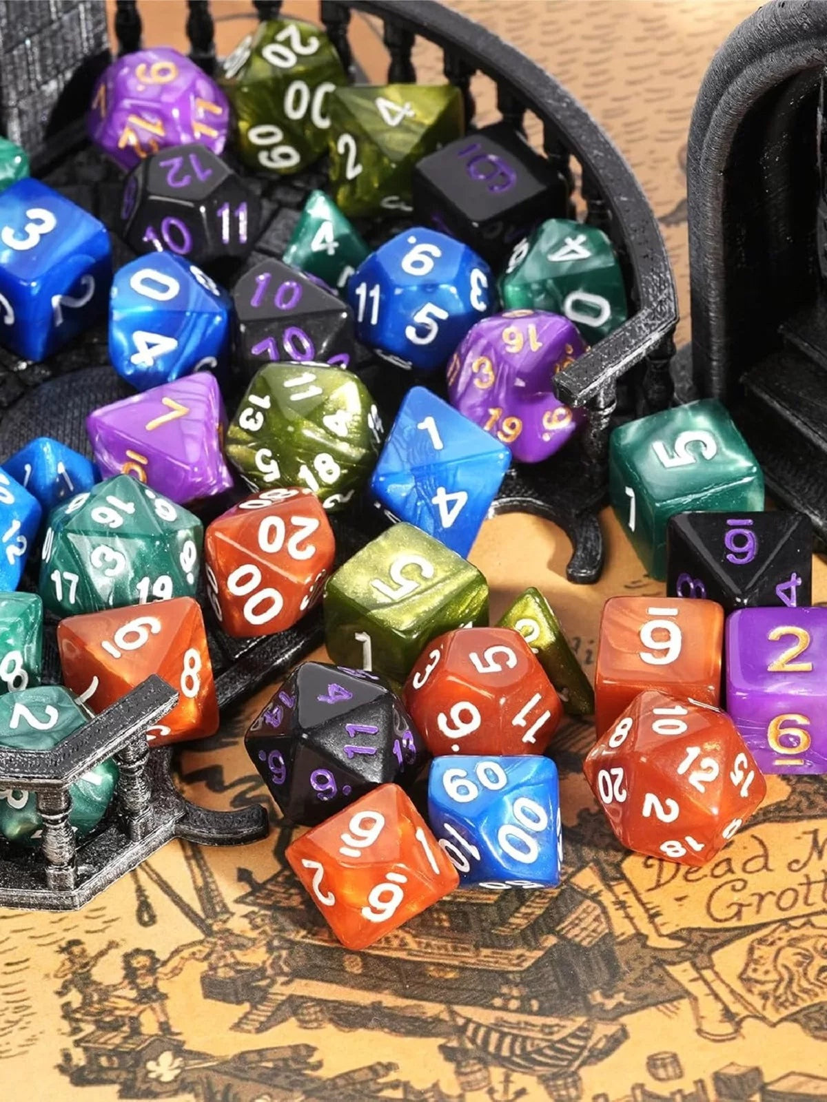 Pearlescent Acrylic Dice Set - Solid Polyhedral D&D Dice